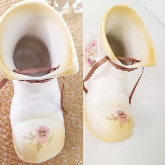 Vtg Old Foley🌺James Kent Harmony Rose Boot Shoe Flower Vase - Picture 5 of 7
